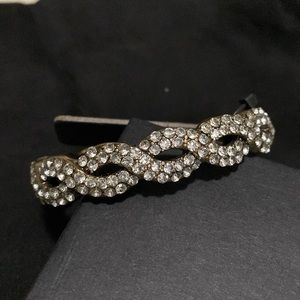 Jcrew braided white rhinestone hinged bracelet